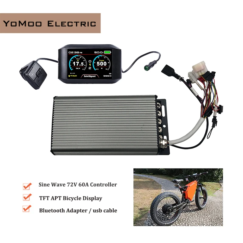 Sabvoton Brushless SVMC7260 APT Protocol 1KW-2KW V2 48V-72V Controller With 750C TFT Speedometer For Electric Dirt Bike Scooter