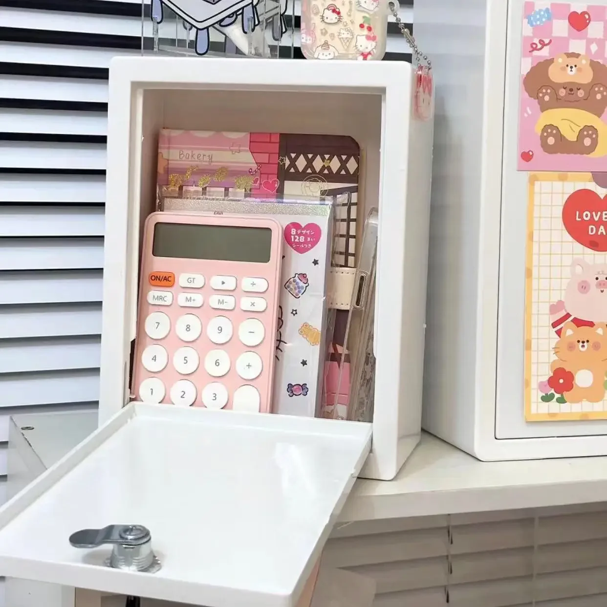 PP Plastic Storage Small Cabinet American Retro Desktop Milk Box DIY Storage Box Dormitory Household Storage Box with lock