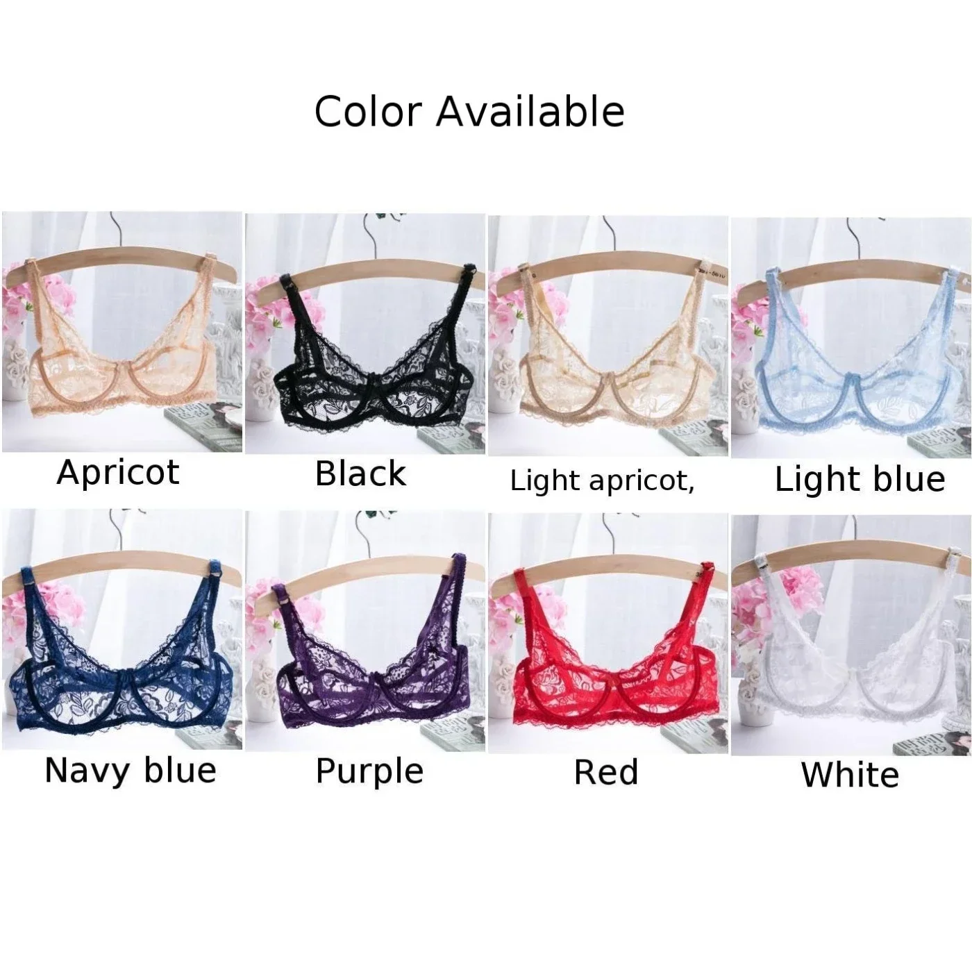 Sexy Lingerie Lace Transparent Bra Women’s Comfy Elasticity Underwire Bra Solid Breathable Underwear Women Hot Exotic Tank