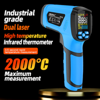 Non-Contact Infrared Thermometer 2000°C Laser Point Temperature Meter High and low Alarm with Industrial K-type Probe