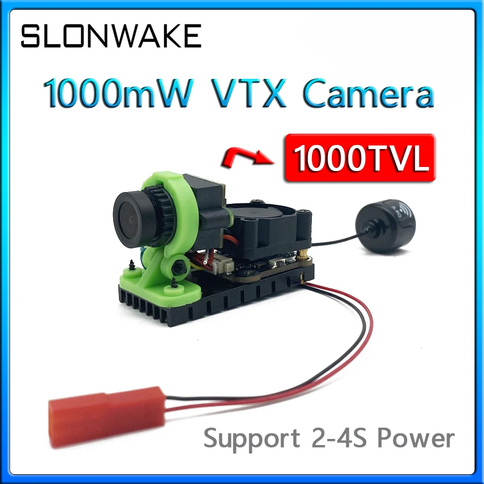 SLONWAKE Upgraded FPV System 5.8GHz 48CH 1000mW adjustable FPV Transmitter and CMOS 1000TVL Camera for RC Cars FPV Racing Drone