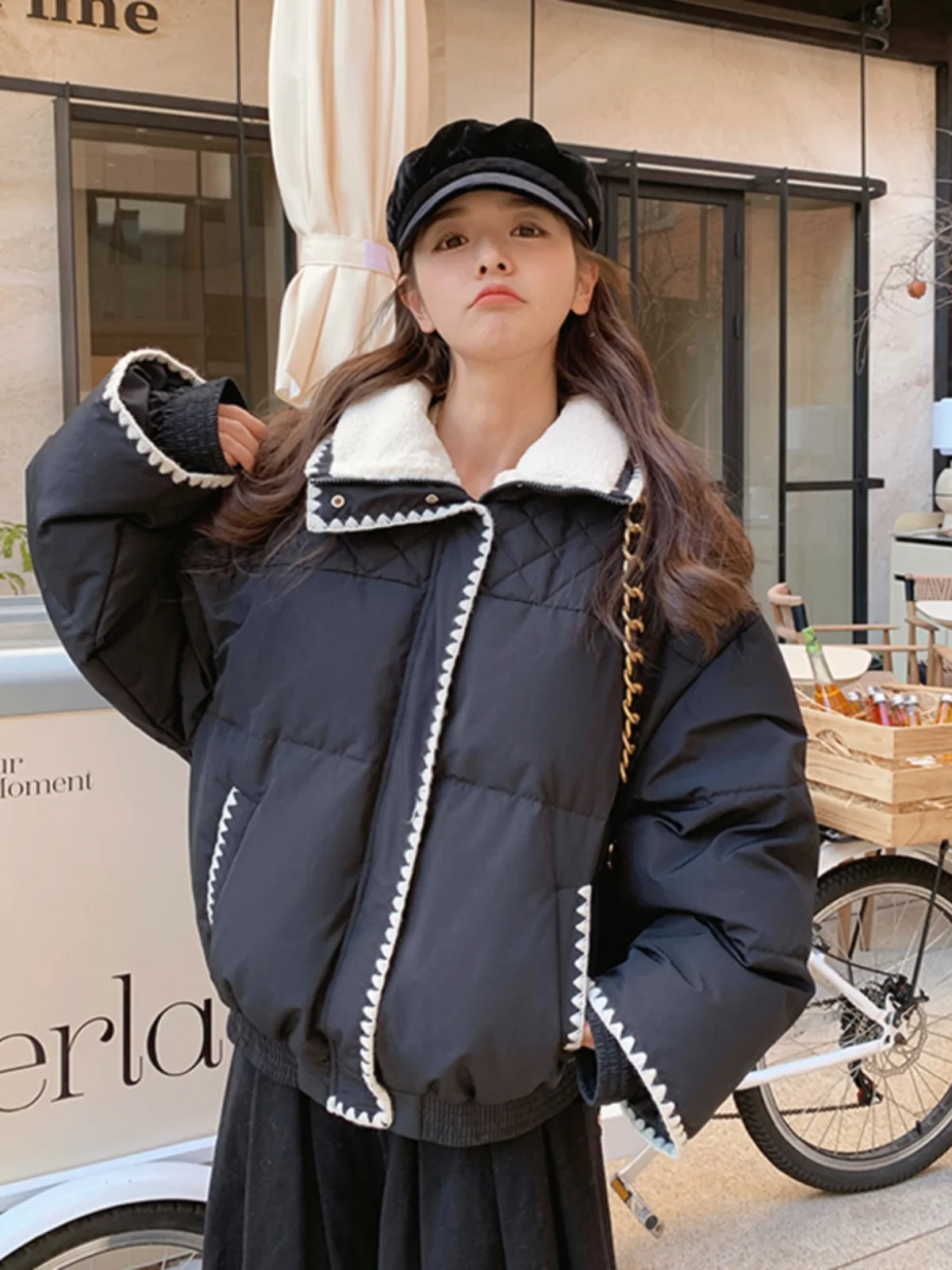 블라 두 다운 재트 여성용 겨울 2025 신상 고급 감각적인 매우 아름다운 90% 화이트 두 깃털 코트