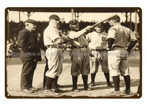 1908 Бейсбол Ty Cobb, Frank Chance, Hughie Jennings Спорт Металлический жестяной знак