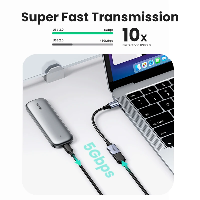 UGREEN USB C إلى USB 3.0 OTG محول نوع C OTG كابل البيانات للهاتف Oneplus آيفون 13 12 برو شاومي USB C إلى USB OTG كابل