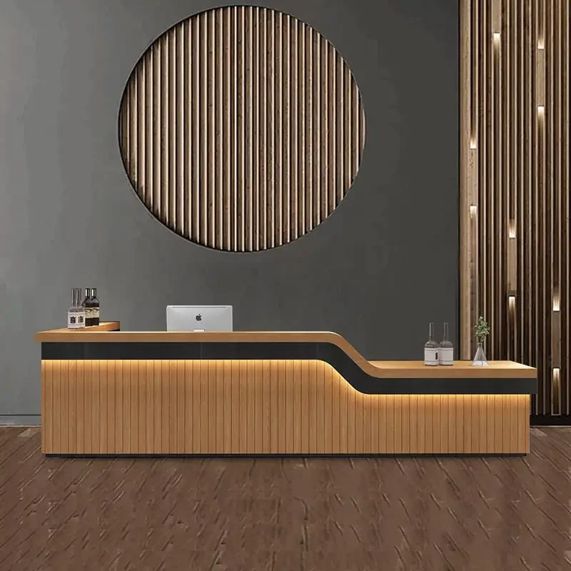 

Modern Retro Style Solid Wood Bar Counter Custom Lacquer Corner Front Desk Iron Base Single Seater Yimutang Model 20251001