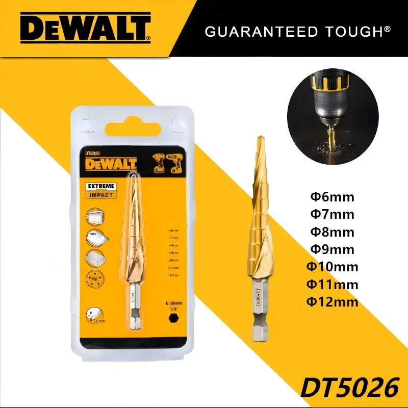 dewalt-インパクトステップビット-1-4-ヘックス、チタンコーティング-クイックウッド-メタルホールカッター、耐摩耗性コアドリル-dt5026-dt5027-dt5030-dt5031
