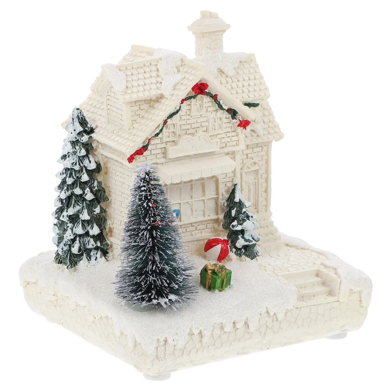 

1Pcs Xmas Mini Resin House Luminous Ornament Christmas Desktop Decor Festive Party Adornment Mini Christmas House