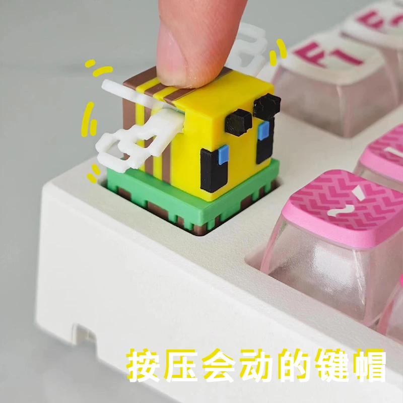 

Cute Little Bee Key Caps 3D Print Artisan Keyboard Keycaps Dynamic Custom Anime Keycaps for Mechanical Keyboard Game Accessories