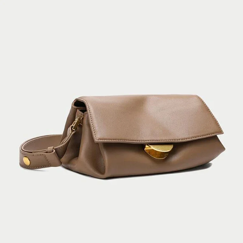 Bolsa de ombro de couro para mulheres, bolsas crossbody, bolsos múltiplos, bolsa de luxo, design de marca, moda