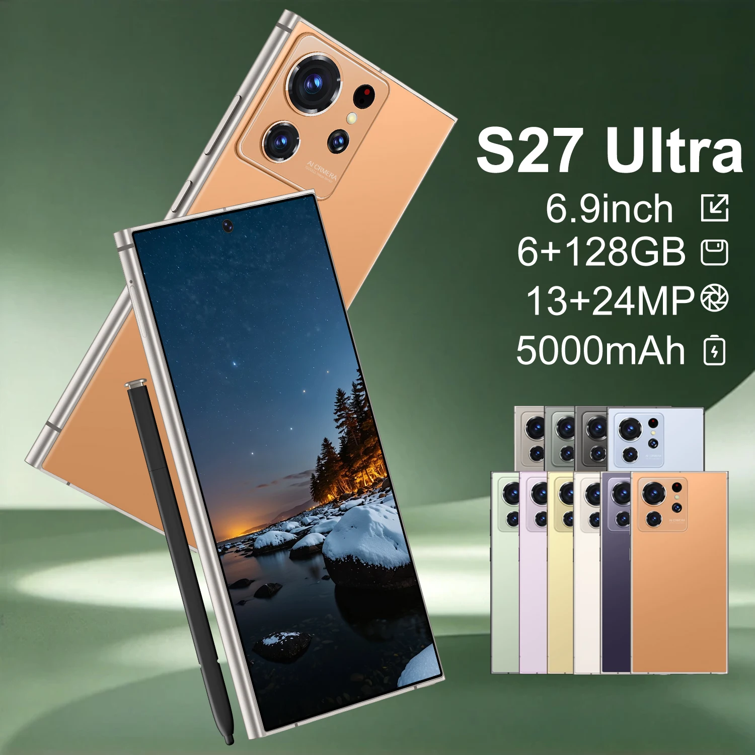 هاتف IVMI S27 Ultra الذكي غير المقفل بنظام أندرويد 12، ذاكرة 6 جيجابايت + 128 جيجابايت، كاميرا 13 ميجابكسل + 24 ميجابكسل، شاشة 6.9 بوصة، شريحتي اتصال، فتح بالوجه، شبكة 4G، متجر بلاي، هواتف محمولة رخيص