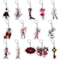 Anime Charlie Morningstar Vaggie AD Alastor 3 Vees Cosplay Costume Key Pendant Props Acrylic Keychain Keyring