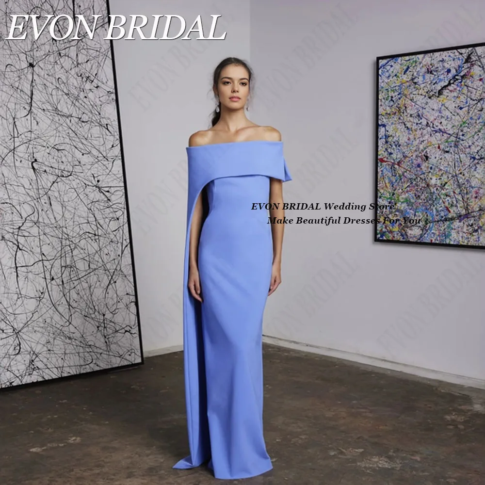 EVON BRIDAL Off Shoulder Evening Dress For Woman Boat Neck Mermaid Satin Formal Occasion Dresses Floor Length Party Gown Custom