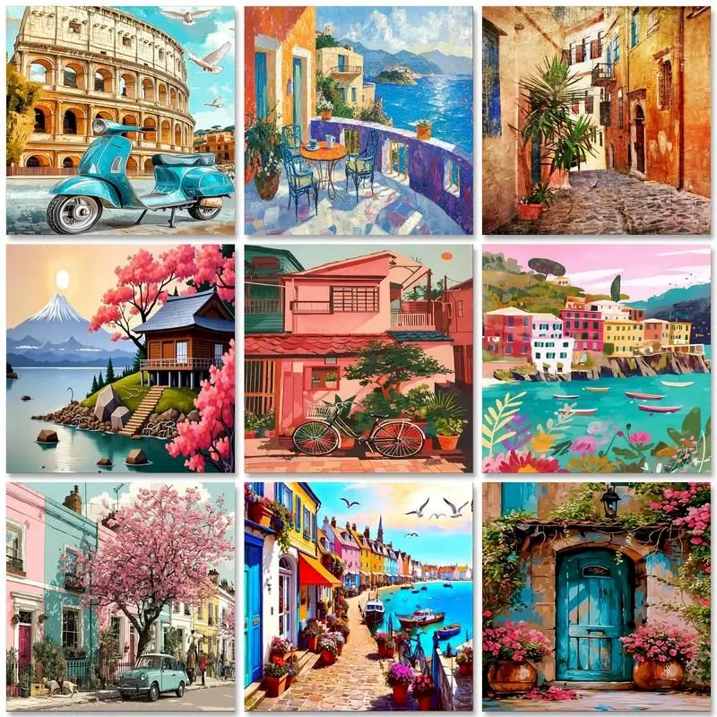 

GATYZTORY Diy Paint By Numbers Kit For Adults Unique Gifts Art Kits For Adults Seaside Cottage Paint By Numbers Home Decoration