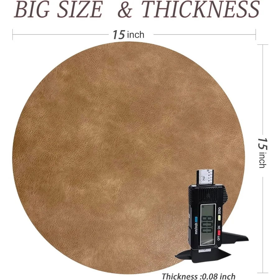 UnivoColors بو الجلود المفارش مجموعة من 615 بوصة مستديرة غسلها جلد البقر نمط الجدول الحصير لطاولة الطعام المطبخ ديكور الحفلات #6