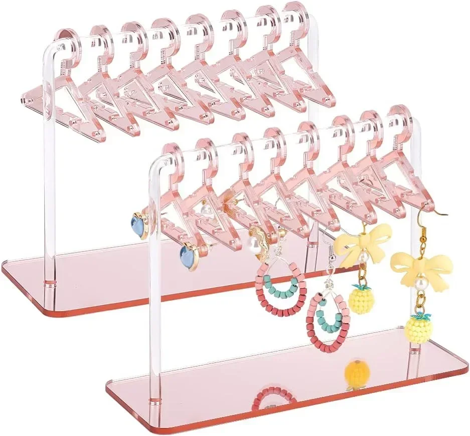 

8 Pcs Solid Color Little Hangers Shaped Jewelry Holder Dangle Earrings Display Storage Personality Jewelry Organizer Holders