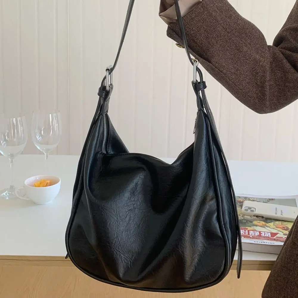 

Ins Large Capacity Pillow Crossbody Bag Solid Color Pillow Bag PU Dumpling Bag Korean Style Shopping Bag Shoulder Bag Shopping