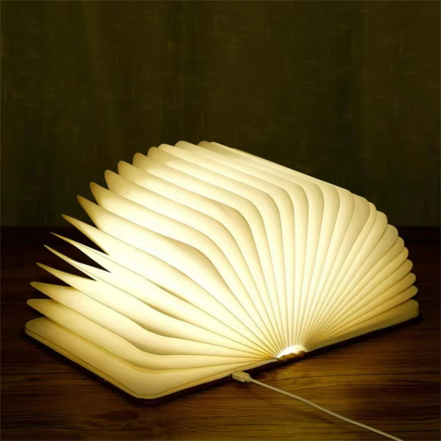 Portable 3 Colors 3D   Book Night Light Wooden 5V USB Rechargeable  Foldable Desk Table Lamp  Decoration