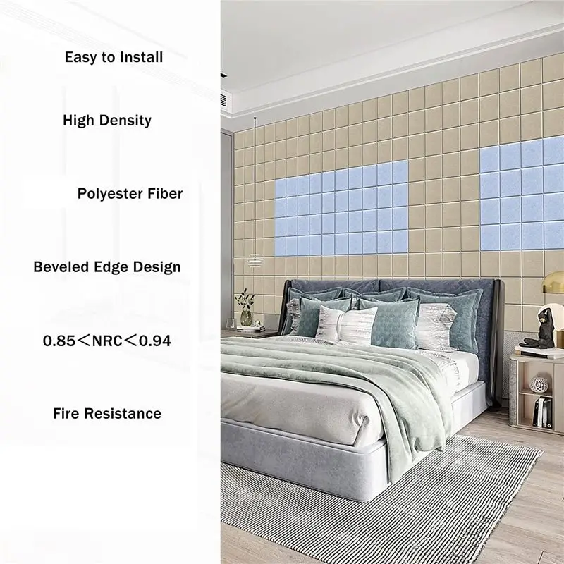 

*BAAY 12 Pack Self-Adhesive Acoustic Panels,12x12x0.4In Sound Absorbing Panels, for Recording Studio,Office,Home,Light Blue