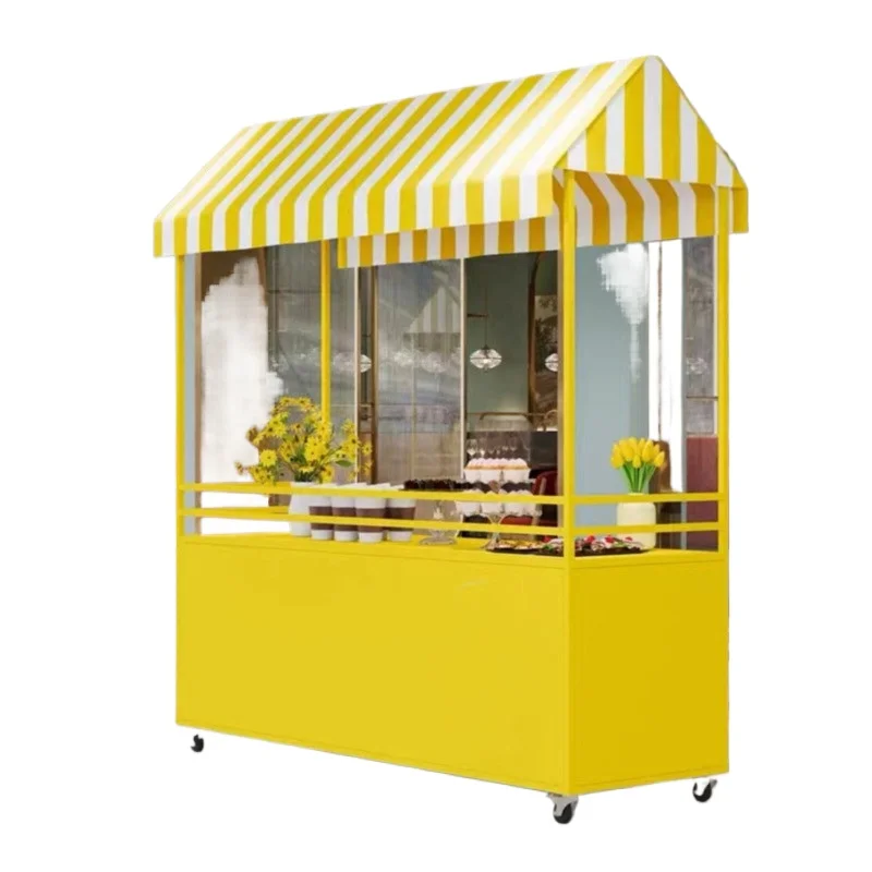 Metal outdoor booth cart with detachable push-pull function for night markets, commercial market