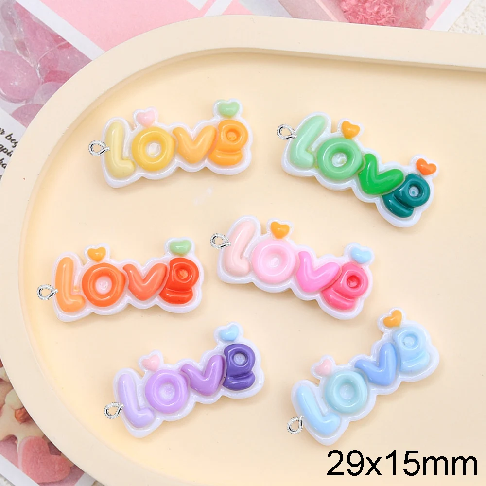 10PCS Shiny Colored Love Sign Series Flat Back Charms For Earrings Bracelet Hairpin DIY Jewelry Pendants Decoration Accessories