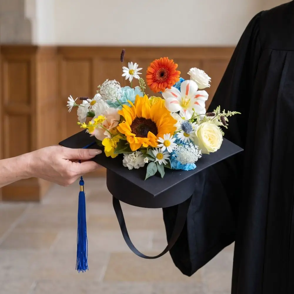 Cap Shaped Graduation Cap Floral Arrangement Base Floral Base Bouquet Holder Florist Craft Supplies Flower Arranging Frame