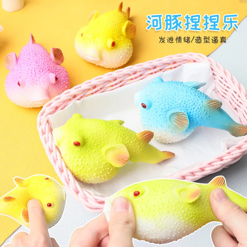 Angry Puffer Fish Squishy Toy Marine Slow Rebound Dolphin Bubble Stress Relief Ball Kids Gift Squeeze Decompression Toy