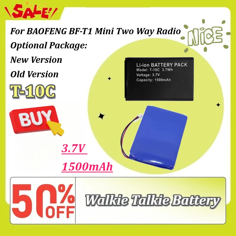 New T-10C 3.7V 1500mAh Rechargeable Li-ion Battery for BAOFENG BF-T1 Mini Two Way Radio Walkie Talkie Replacement Spare Parts