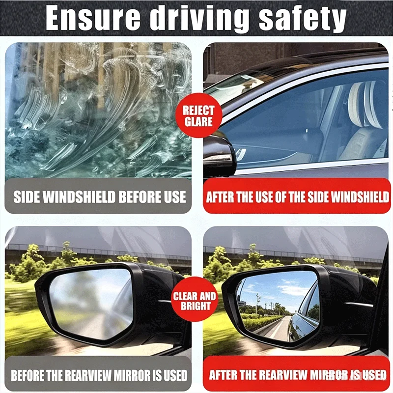 Car Glass Polishing Paste Windshield Oil Film & Oxidation Removal Long-Lasting Hydrophobic Water Repellent Anti Rain Polish Kit