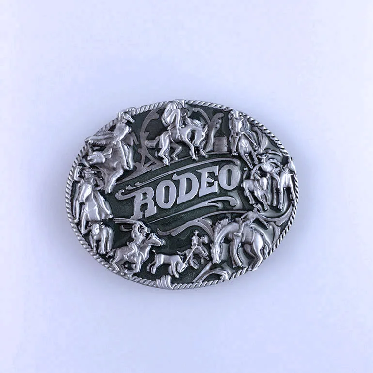 Vintage Enamel Rodeo Cowboy Man Western Belt Buckle Hebilla BUCKLE-WT083