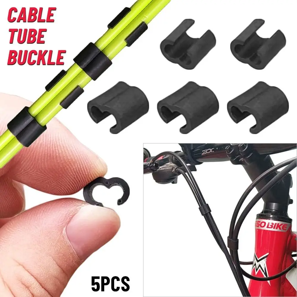 5PCS Black Embedded Brake Bike Parts Single Hole Wire Tubes Clamp Cable Tube Buckle Housing Fixed Device Cycling Accessories