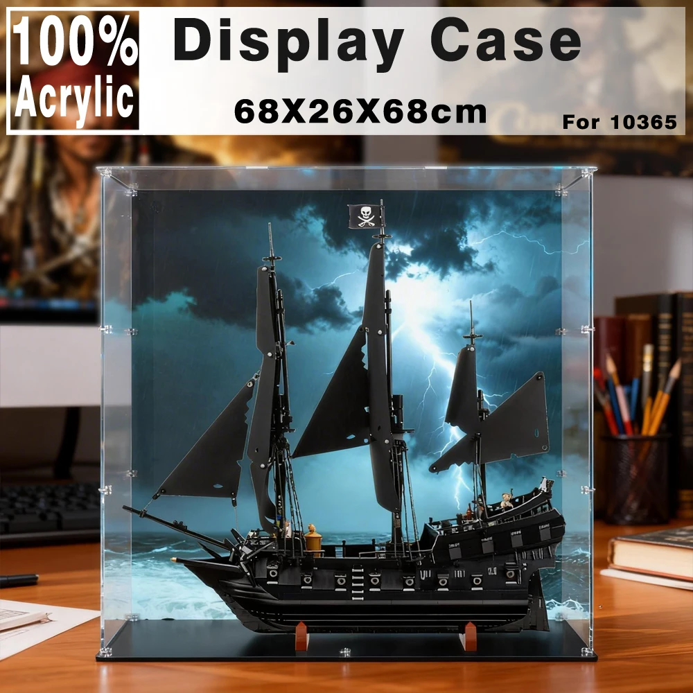 Boîte de présentation pour vitrine 10365, boîte de rangement transparente anti-poussière pour blocs de construction The Black Pearl, boîte de rangement pour briques de jouets
