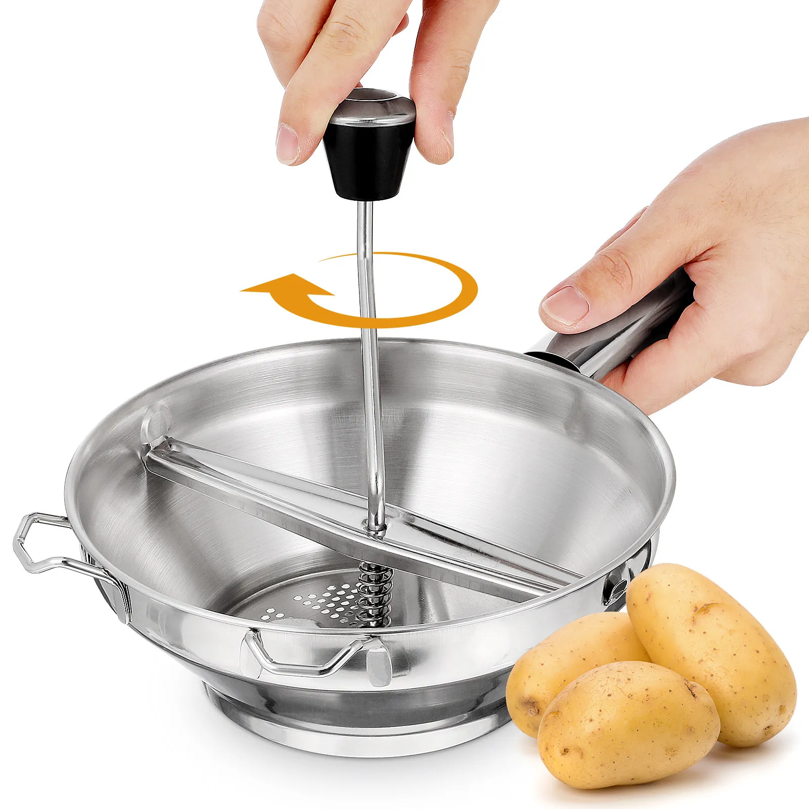 1Pcs Stainless Steel Potato Ricer Manual Potato Presser Easy Operation for Mashed Potatoes Sweet Potatoes Non-Slip Handle