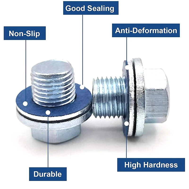 Alumínio Motor Oil Dreno Plug Junta, Panela de óleo Juntas, Arruelas de esmagamento, Toyota Camry Corolla Lexus, 10Pcs