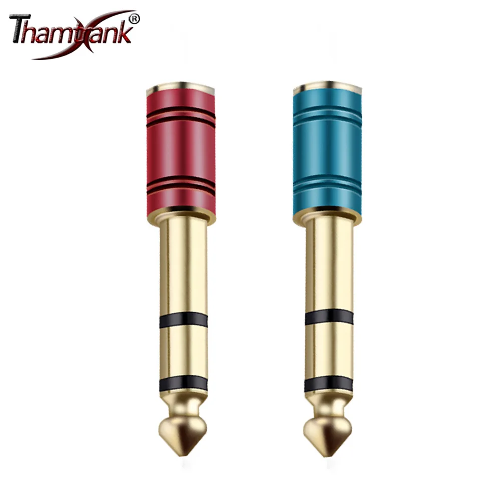 

50pcs 6.35mm Male to 1/8" 3.5mm Female Stereo 3Poles 1/4" Audio Wire Connector Plug Gold-Plated Blue/Red/Black