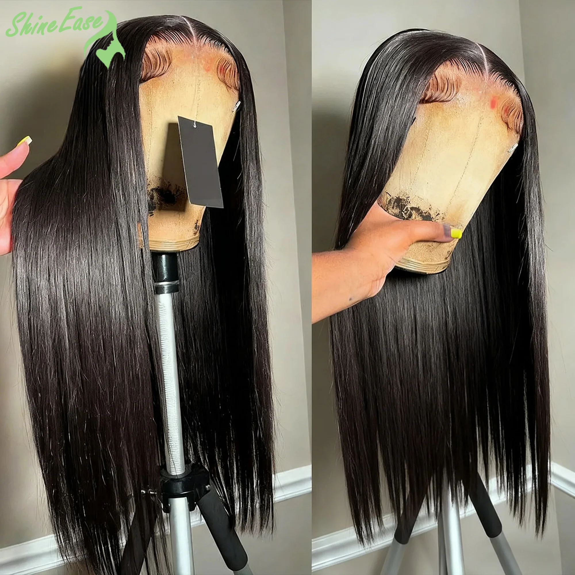 

ShineEase 30 36 дюймов 13x6 HD Прозрачные кружевные фронтальные парики Bone Straight 13x4 Кружевные передние бразильские предварительно сорванные парики из человеческих волос