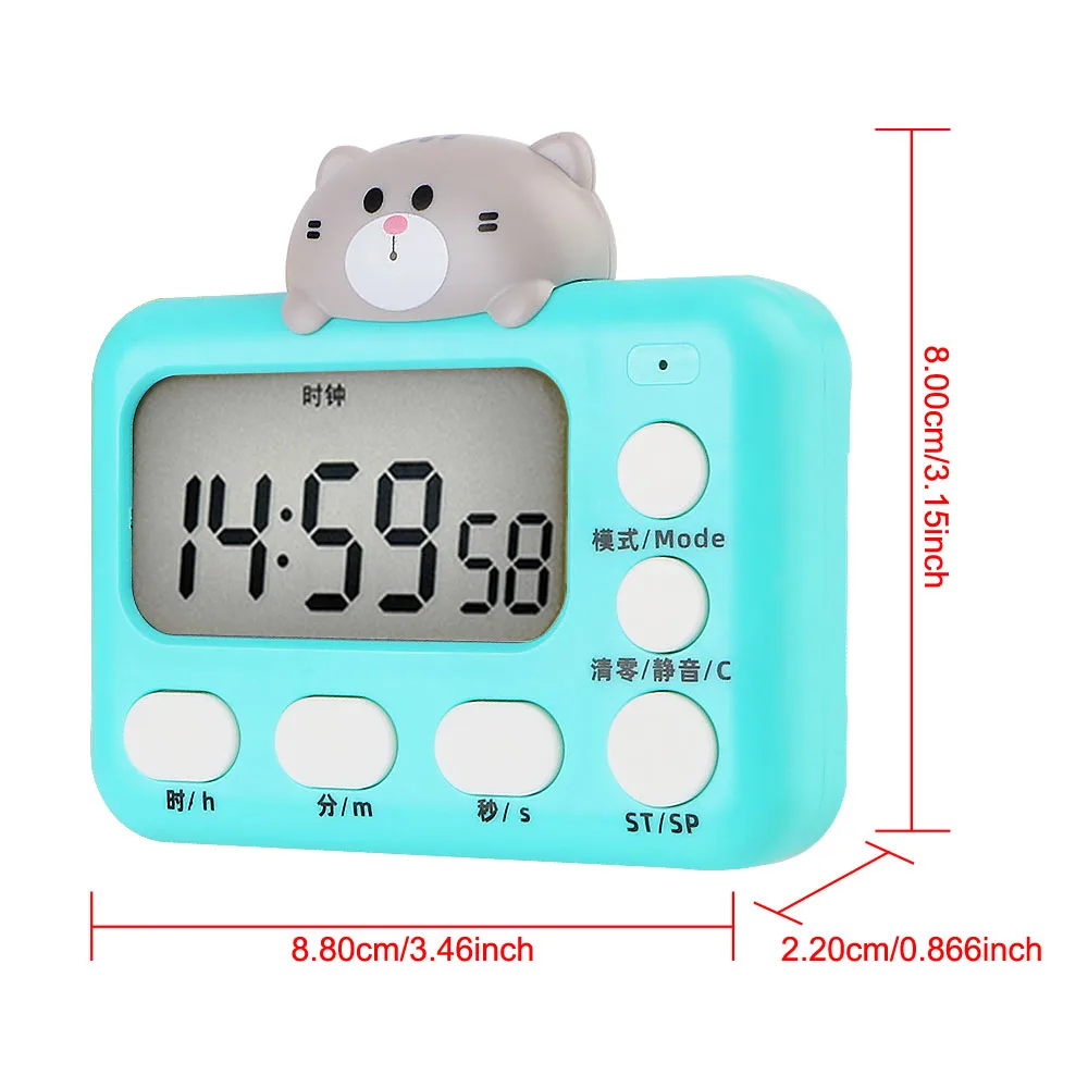 LED Display for Cooking Bake Timer Kitchen with Invisible Stand Cartoon Animal Countdown-Timer Magnetic Digital Cooking Timer