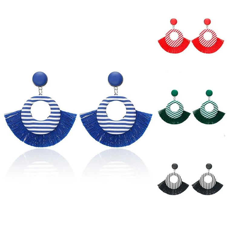 Striped earrings for women, fringed pendant earrings, new earrings, new cross-border accessories, and one piece of jewelry will