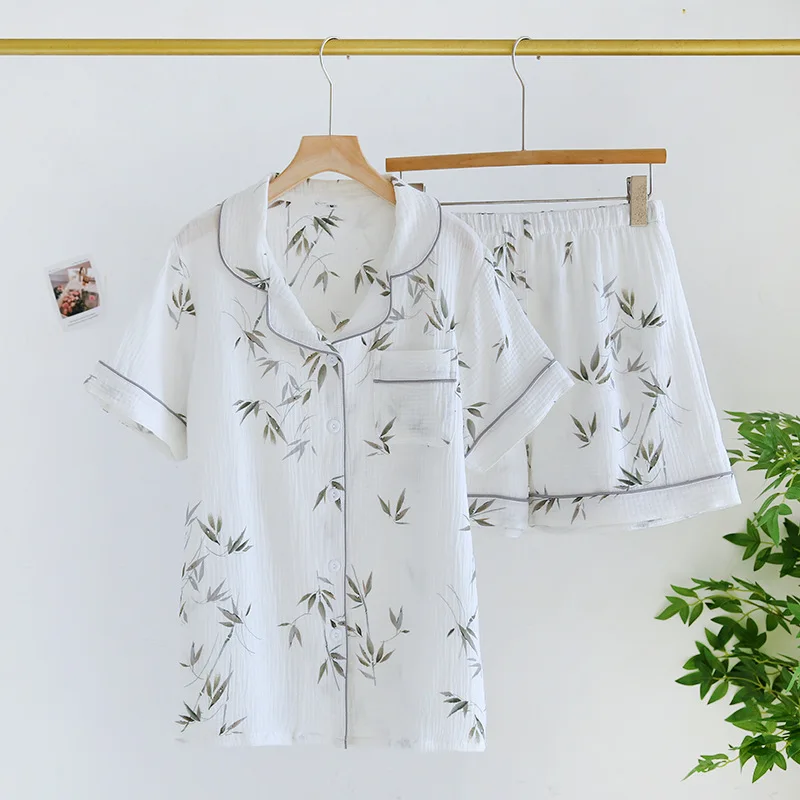 2024 Japanese Summer New Women\'s Pajama Set 100% Cotton Short sleeved Shorts Two piece Set Thin Breathable Home Furnishing Set