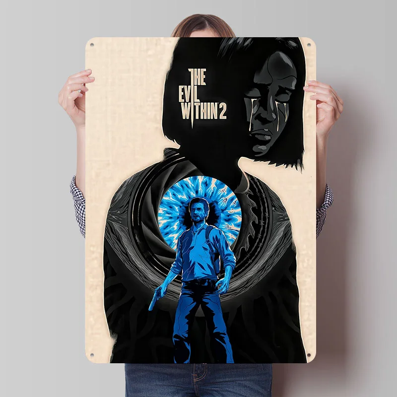 The Evil Within 2 Art Poster Customized Vintage Metal Signs Wall Art Retro Tin Plaque for Mancave Modern Home Decoration Bedroom