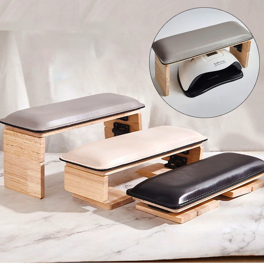 

Double Fold Nail Hand Rest For Nails Log and PU Leather Hand Pillow Cushion Holder Stand Nail Table Manicure Arm Rests