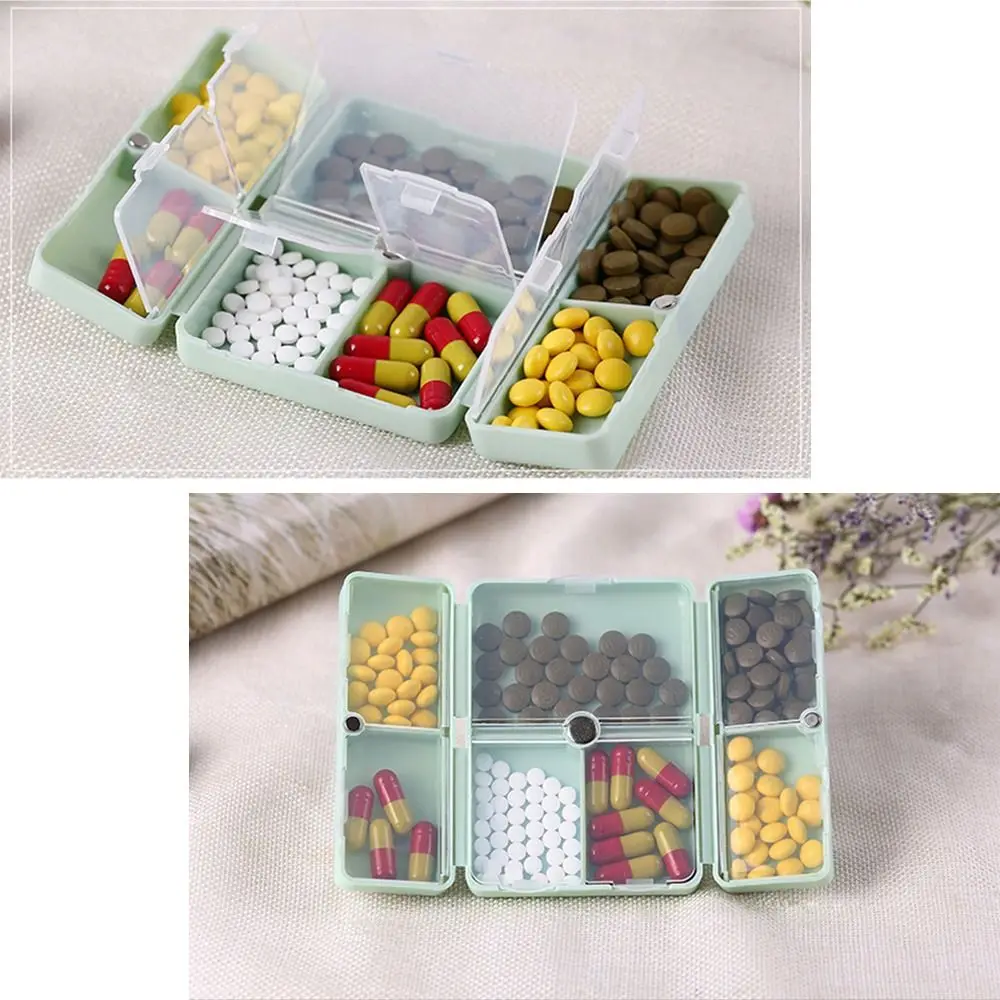 للمكملات الفيتامينات زيت السمك المحمولة مع غطاء مزدوج علبة حبوب منع الحمل صندوق منظم حبوب أسبوعي قابل للطي