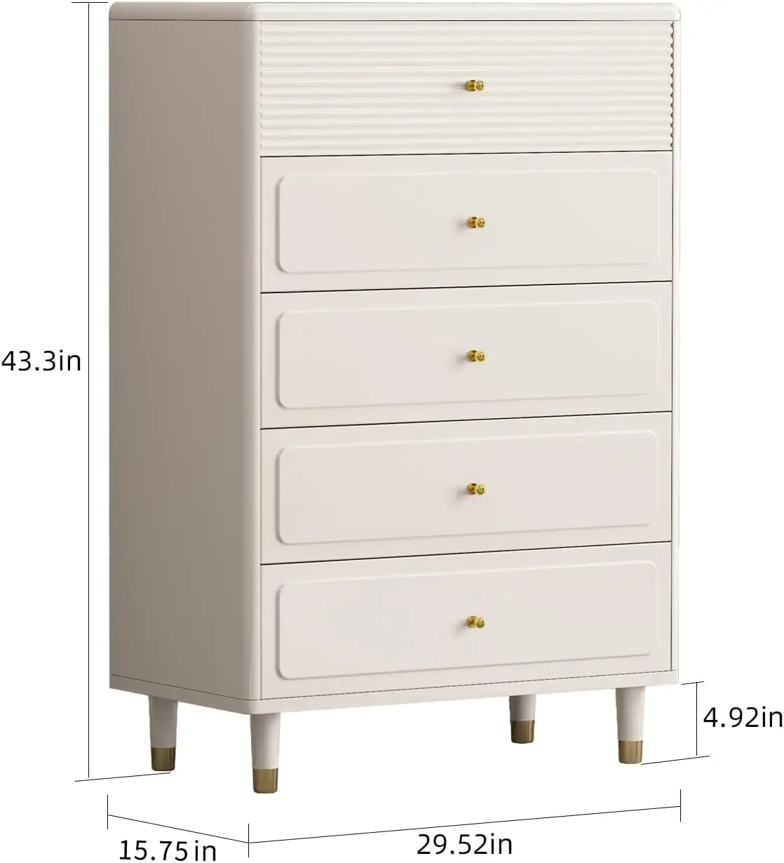 High-end Lacquered Dresser ，Tall Nightstand with 8 Drawers White Dresser Bedside Bed Table with Storage，Chest of Dressers for