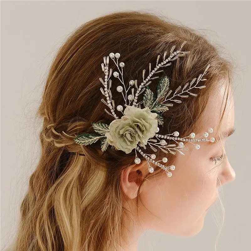 Latest Green Headpiece Hair Accessories Fashion Handmade Blossom Headpiece Ladies New Hair Jewelry For Wedding