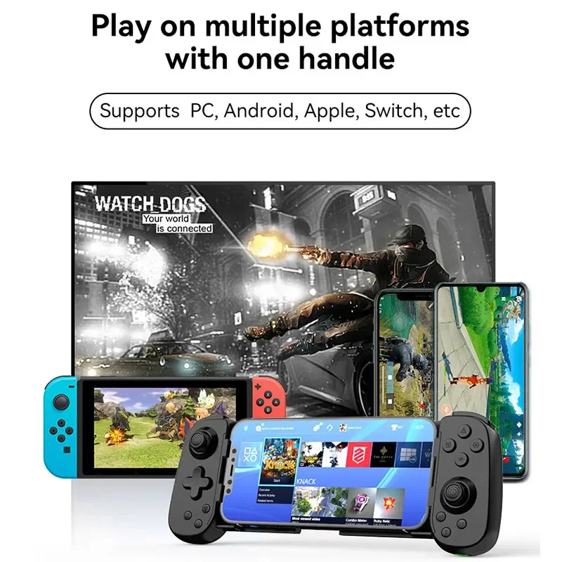 D6 Controller Gamepad for IPhone/PC/Switch/PS4 Wireless Gamepad Joystick Turbo/6-axis Gyro Retractable Video Game Controller