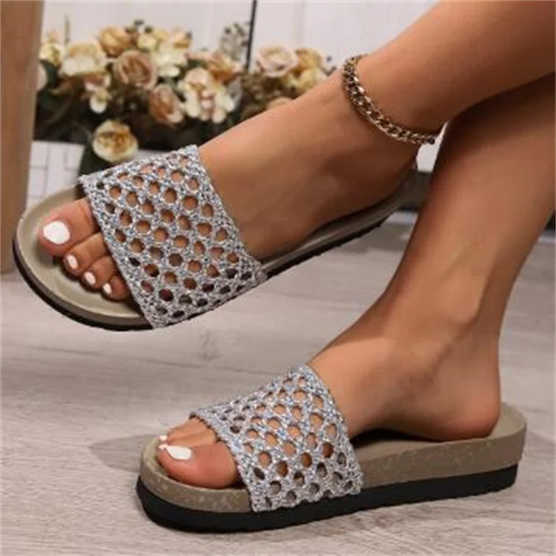 2025 Top Luxury Fashion Italian Designer Party Upper Shining Diamond Nigeria Summer Party Casual Women's Shoes