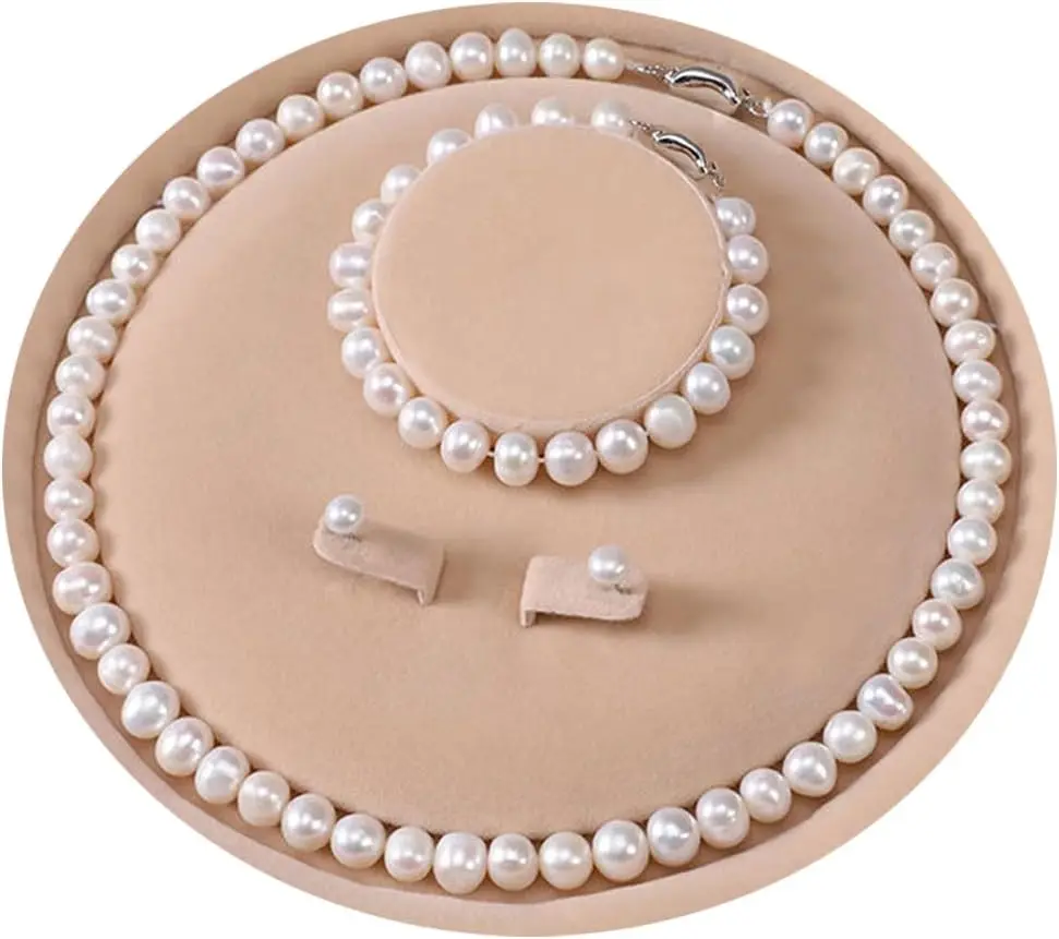 

Elegant Freshwater Pearl Jewelry Set for Women: Necklace 20', Bracelet 8', Stud Earrings, Sterling Silver