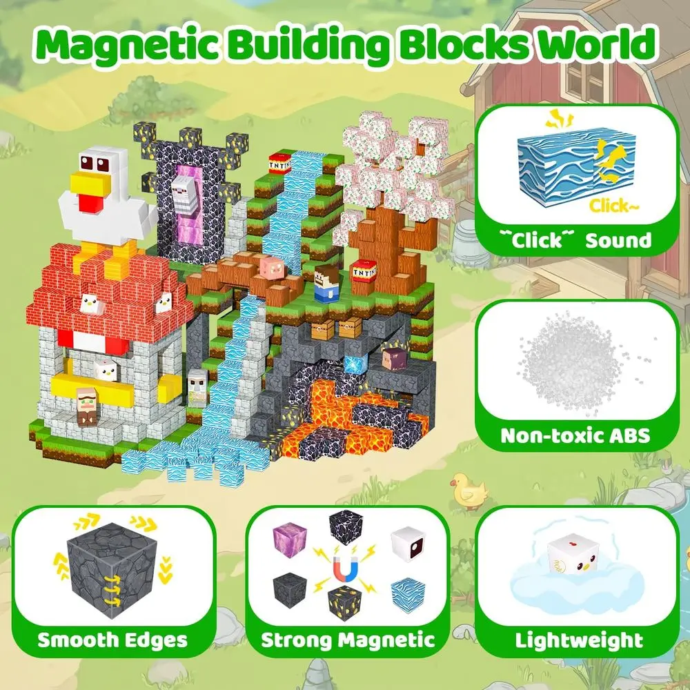 150-Piece Glow-in-the-Dark Magnetic Building Blocks for Kids, STEM Toys for Boys & Girls Age 3+, Perfect for Christmas or Birthd