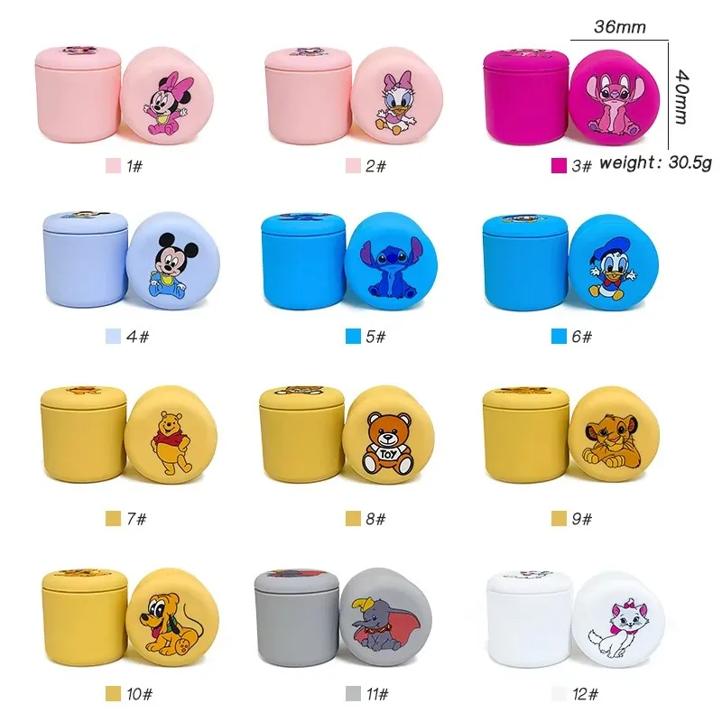 1pcs Stitch Simba Minnie mouse marie cat Baby Tooth Silicone Box Keepsake Teeth Umbilical Curl Hair Collect Boxes