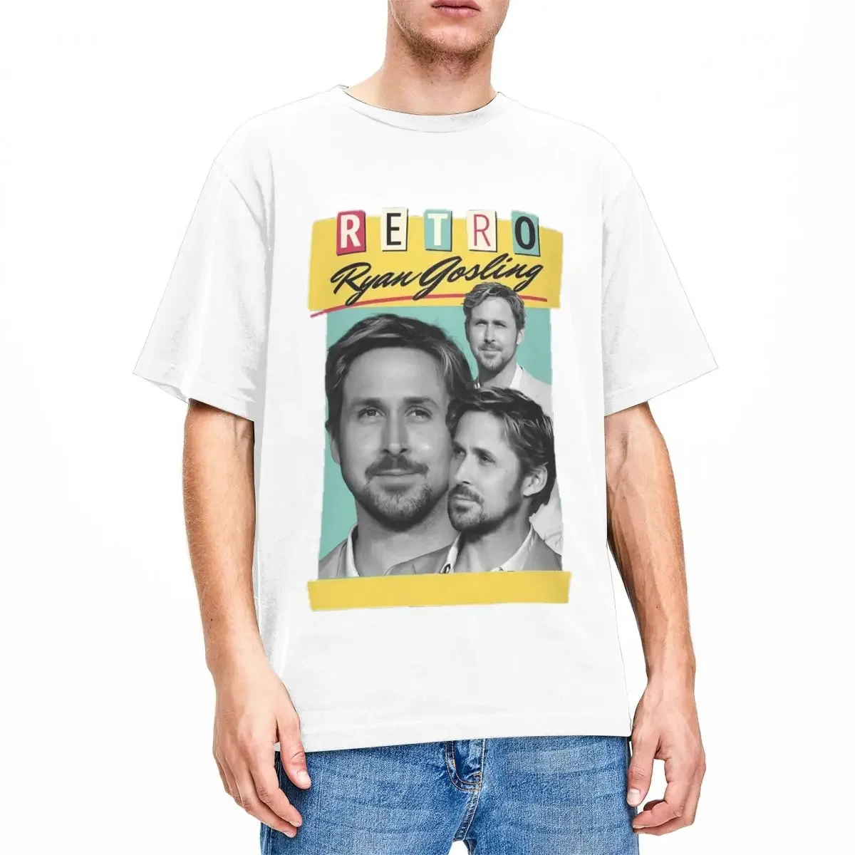 Men Women T-Shirt Vintage Ryan Gosling Stuff Funny 100% Cotton Short Sleeve Retro T Shirt Round Neck Tops Graphic Printed