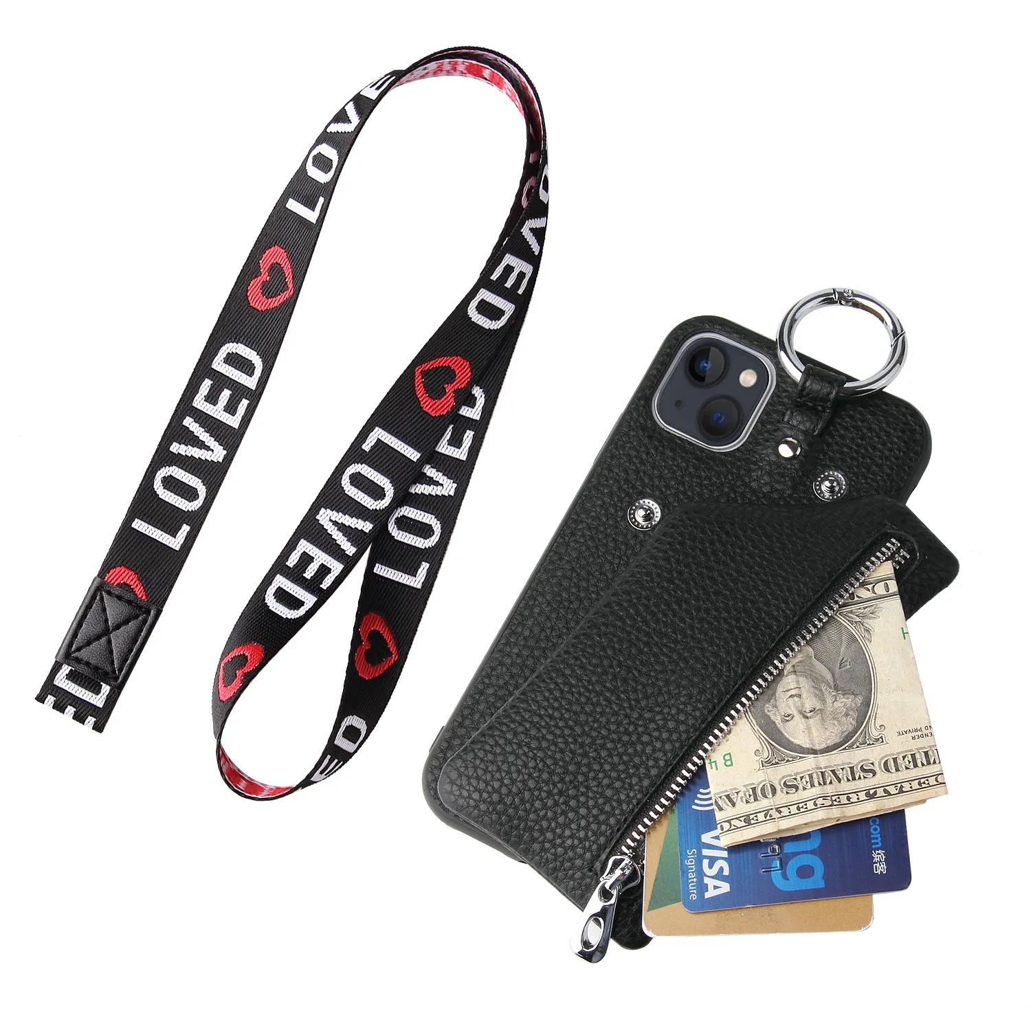 

For Apple phone case Wallet phone case diagonal straddle strap
